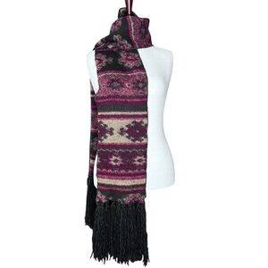 TARNISH Virgin Wool Blend Scarf Long Print Colorful Scarf Made in Italy 93”x8”